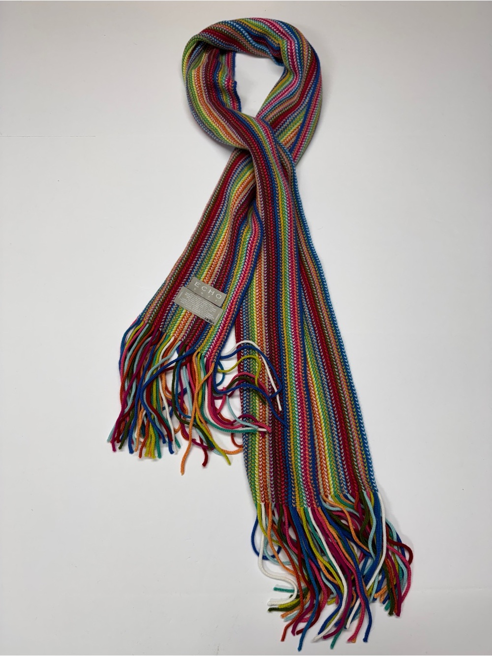 Echo Multicolor Rainbow Stripe Knit Scarf